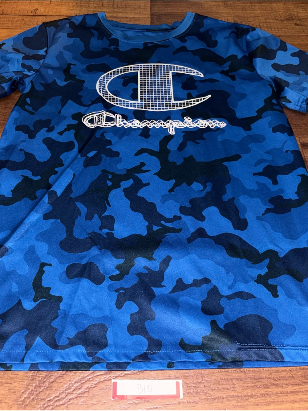 Champion Boys Blue Camo Big Logo Graphic Athletic Performance T-Shirt
